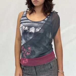 Cop.Copine Black and Pink Tank Top